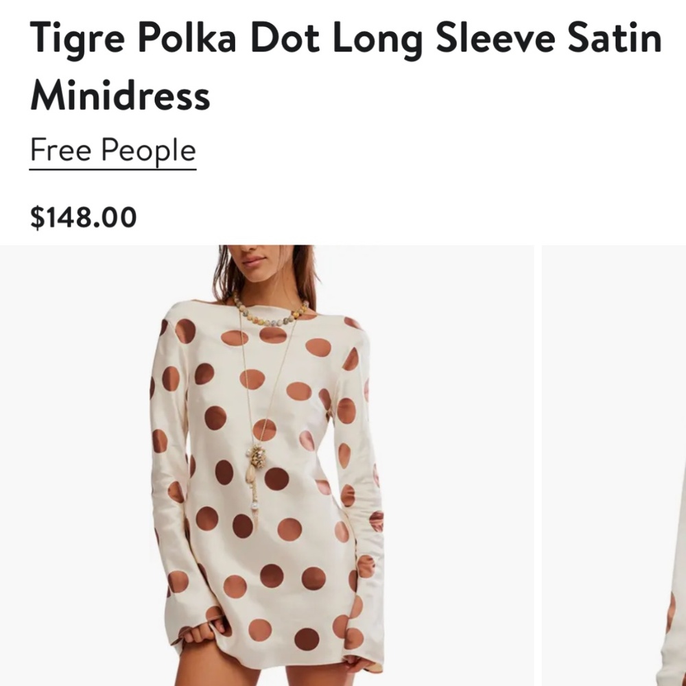 Free People Tigre Polka Dot Long Sleeve Satin Minidress